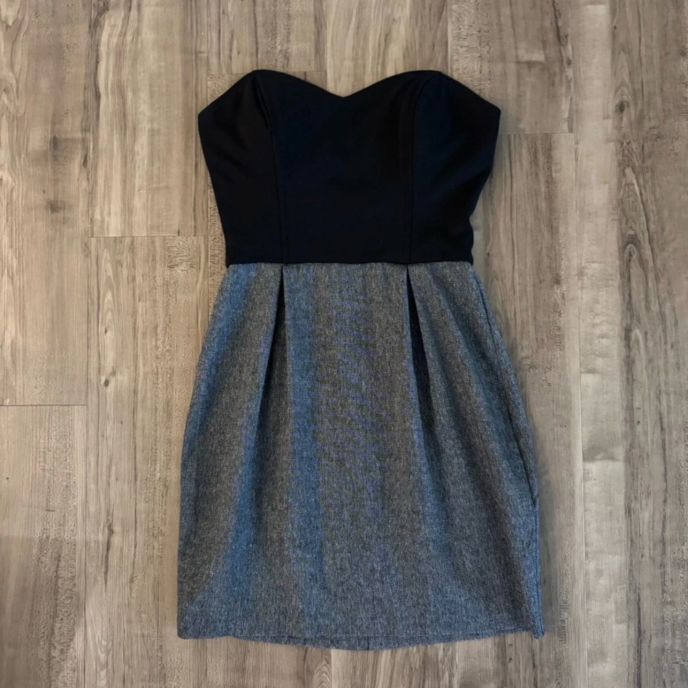 GUESS Sweetheart Strapless Dress M Black/Gray Sparkle Back Zipper Cocktail Dress - Picture 4 of 14